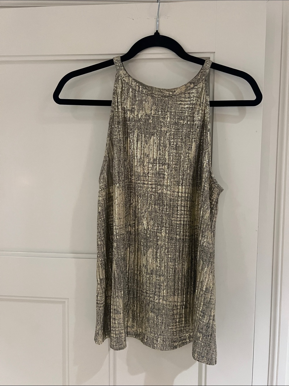 Anthropologie Metallic Gold-Gray Sleeveless Tank